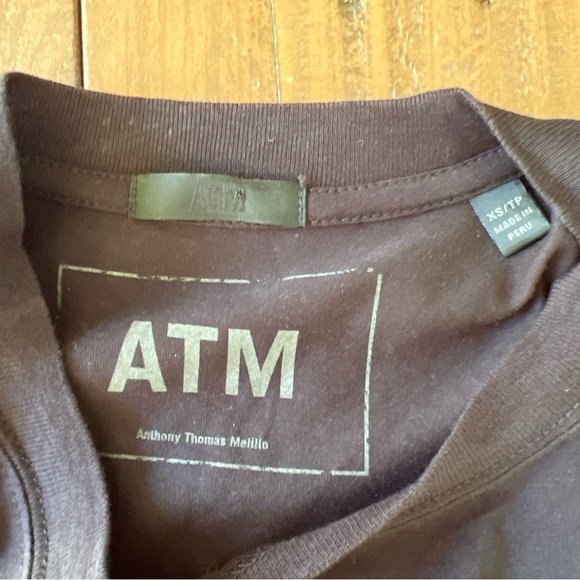 ATM Classic Jersey Striped Sleeve Crew Neck Tee Shirt Dress Pockets XS Jersey - Picture 6 of 11